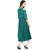 Janasya Women's Green Cotton Flared Printed Cold Shoulder Kurta