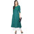 Janasya Women's Green Cotton A-Line Printed Kurta