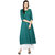 Janasya Women's Green Cotton A-Line Printed Kurta