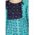 Janasya Women's Turquoise Cotton Anarkali Printed Kurta