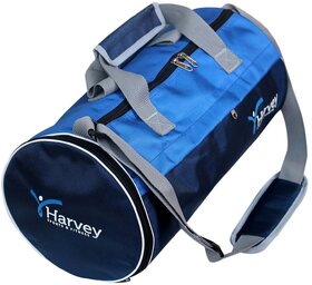 Gym Bag - Smart Waterproof Gym Bag Round Sports Duffel Bag with Shoe Compartment Travel Sports Bag (Harvey-BLU-Royal)