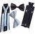 Sunshopping unisex white and black stretchable suspender with bow (combo)