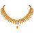 Asmitta Traditional Leaf Shape Gold Plated Choker Style Necklace Set For Women