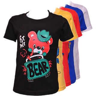 Kids Multicolor Round Neck Printed Cotton T-Shirts Set of 5 by Pari  Prince