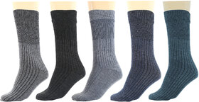 Maroon Multicolour Cotton Full Length Socks (Pack of 5)