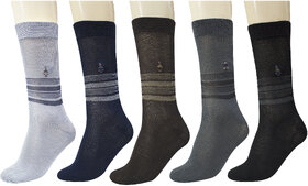 Maroon Multicolour Cotton Set of 5 Men's Full Length Socks