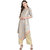 Janasya Women's Grey Polyester Crepe Asymmetric Gold Foil Print Kurta