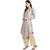 Janasya Women's Grey Polyester Crepe Asymmetric Gold Foil Print Kurta