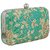TARUSA Sea Green Silk Fabric Floral Box Clutch For Women