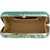 TARUSA Sea Green Silk Fabric Floral Box Clutch For Women