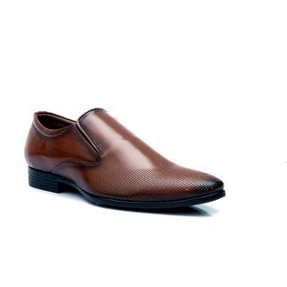 Enzo Cardini Men's Brown Synthetic Slip On Formal Shoes