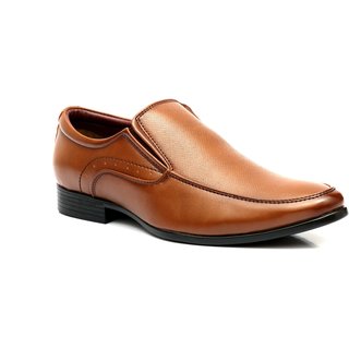 Enzo Cardini Men's Tan Synthetic Slip On Formal Shoes
