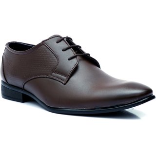 Enzo Cardini Men's Brown Synthetic Derby Formal Shoes