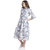 Texco Women White Cotton Mandarin collar Fashion sleeve Printed Dress