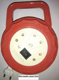 Extension Cord/Bord,3 Socket 6 Amp Round / Wheel Shape,Indicator With 7mtr Long Wire Strip For Home Appliance