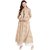 Janasya Women's Beige Cotton Flared Polka Print Kurta