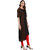 Janasya Women's Black Cotton A-Line Floral Print Kurta
