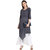 Janasya Women's Blue Cotton Asymmetric Printed Kurta