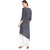 Janasya Women's Blue Cotton Asymmetric Printed Kurta