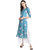 Janasya Women's Sea Green Crepe Straight Floral Print Kurta