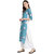 Janasya Women's Sea Green Crepe Straight Floral Print Kurta