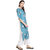 Janasya Women's Sea Green Crepe Straight Floral Print Kurta
