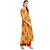 Janasya Women's Yellow Cotton Flared Floral Print Kurta