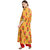 Janasya Women's Yellow Cotton Flared Floral Print Kurta