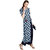 Janasya Women's Blue Cotton Front Slit Geometric Print Kurta With Pocket