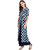 Janasya Women's Blue Cotton Front Slit Geometric Print Kurta With Pocket