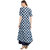 Janasya Women's Blue Cotton Front Slit Geometric Print Kurta With Pocket