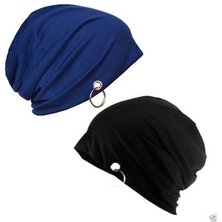 Buy Black Beanie Cap With Ring For Men And Women Winter Cap
