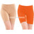 Pixie Biowashed 220 GSM Cotton Lycra Cycling Shorts for Girls / Women / Ladies Combo (Pack of 2) Beige and Orange - Free Size