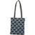 TARUSA Blue Cotton Fabric Geometric Totebag For Women