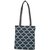 TARUSA Blue Cotton Fabric Geometric Totebag For Women