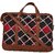 TARUSA Black Cotton Fabric Geometric Laptop Bag For Women