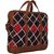 TARUSA Black Cotton Fabric Geometric Laptop Bag For Women