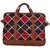 TARUSA Black Cotton Fabric Geometric Laptop Bag For Women