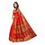Fabwomen Red Khadi Silk Printed Saree With Blouse