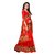 Fabwomen Red Khadi Silk Printed Saree With Blouse
