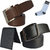 Sunshopping mens black and brown leatherite needle pin point buckle belt combo with white socks and black wallet  (Pack of four)