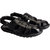 Fausto Men's Black Leather Outdoor Floaters and Sandals