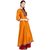Janasya Women's Mustard Digital Print Poly Silk Anarkali Kurti