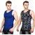 White Moon Men's 100% Cotton Printed Multi Gym Vest ( Pack of 2 )