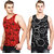 White Moon Men's 100% Cotton Printed Multi Gym Vest ( Pack of 2 )