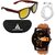 Red Mercury Matt Finish UV Protection 400 Wayfarer Gold Glass Unisex unglasses (Brown Rubber Coated Frame) with Free Wake Wood Watch + Ear Phone