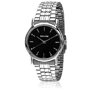 Sonata Quartz Black Dial Mens Watch 7987SM04