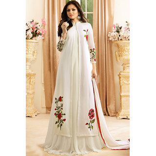 Buy W Ethnic Women s Designer Faux Georgette Off White Anarkali Suit Online 1799 from ShopClues