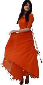 Raabta Orange Pom Pom Long dress