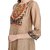 Janasya Women's Chikoo Digital Print Poly Silk Anarkali Kurti